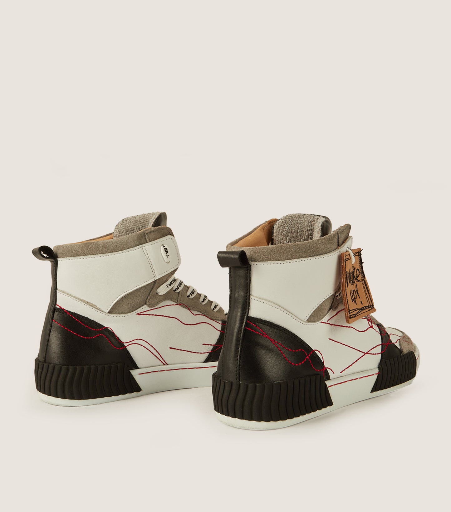 INKY Black-White Sneaker Boots